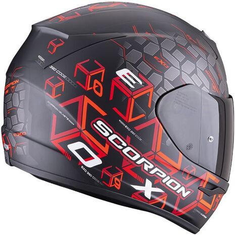 Scorpion / スコーピオン Exo フルフェイスヘルメット 390 Cube ブラックマット レッド | 39-356-24, sco_39-356-24_XS - Scorpion / スコーピオンヘルメット