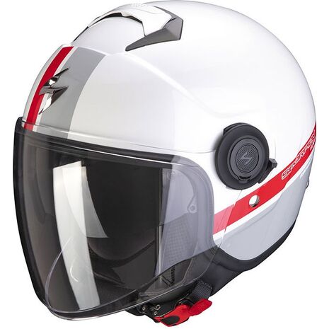 Scorpion / スコーピオン Exo ジェットヘルメット City Strada ホワイト レッド | 83-336-277, sco_83-336-277_L - Scorpion / スコーピオンヘルメット