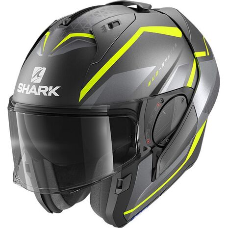 Shark / シャーク モジュラーヘルメット EVO ES YARI Mat アンスラサイト イエロー シルバー/AYS | HE9804AYS, sh_HE9804EAYSXS - SHARK / シャークヘルメット